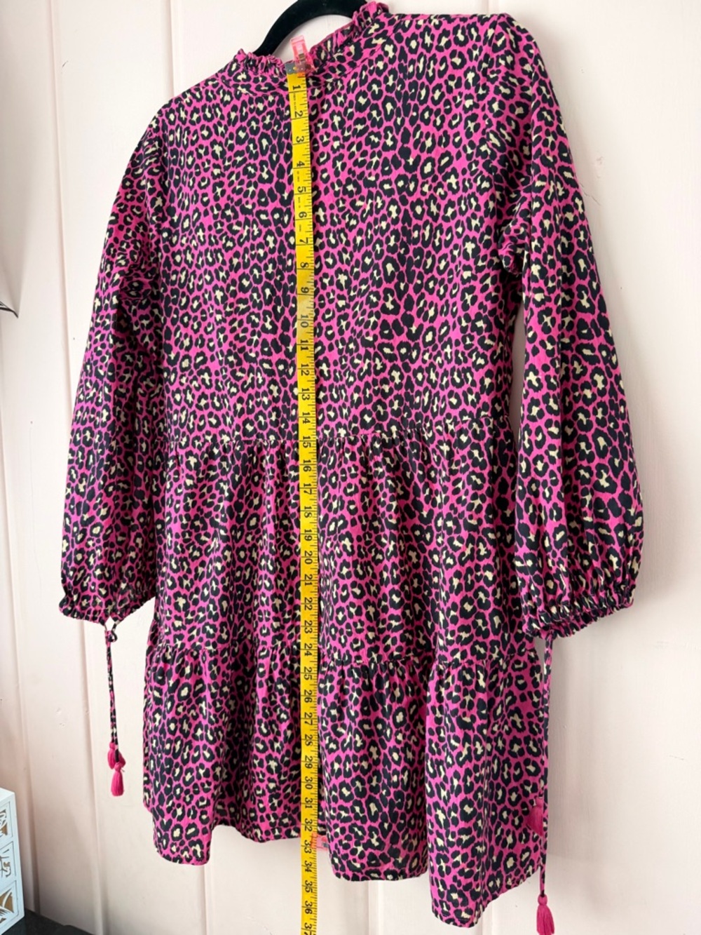 Jude Connally Pink Leopard Print Tiered Tunic Dress SzLarge - Picture 6 of 6